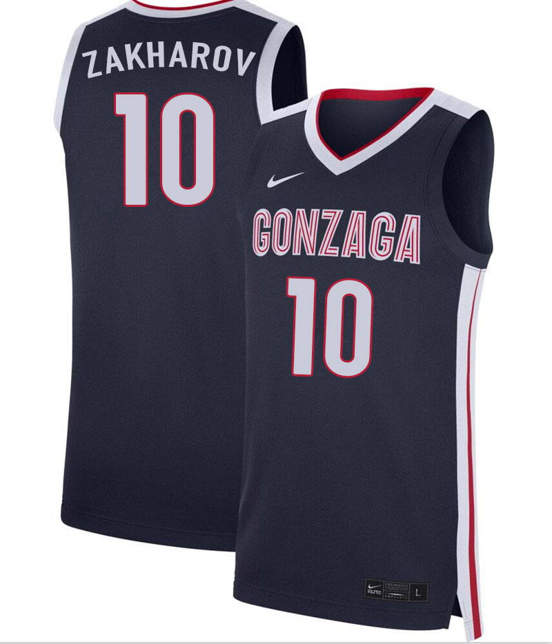Men #10 Pavel Zakharov Gonzaga Bulldogs College Basketball Jerseys Sale-Navy - Click Image to Close